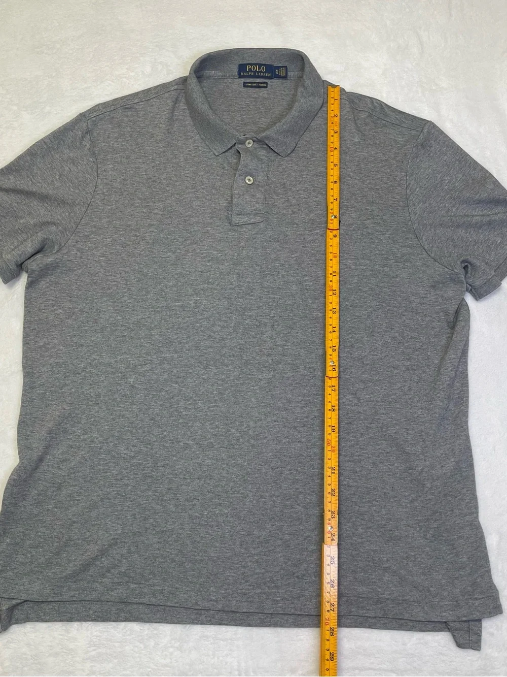 Polo Ralph Lauren Men's XL Pima Soft Touch Polo Shirt Gray Navy Blue Pony